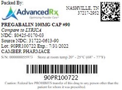 Pregabalin 100mg Cap Qty 90 80425 0170